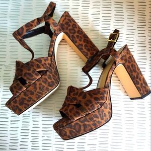 JustFab Tina Triple Strap Platform Sandal Leopard
